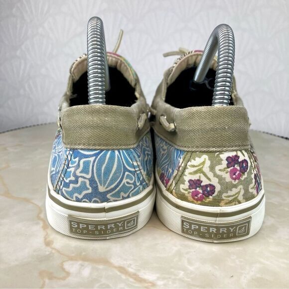 Sperry Shoes Women 8.5 Blue Purple Floral Print Bahama Casual Slipon Boat Loafer - Picture 7 of 10